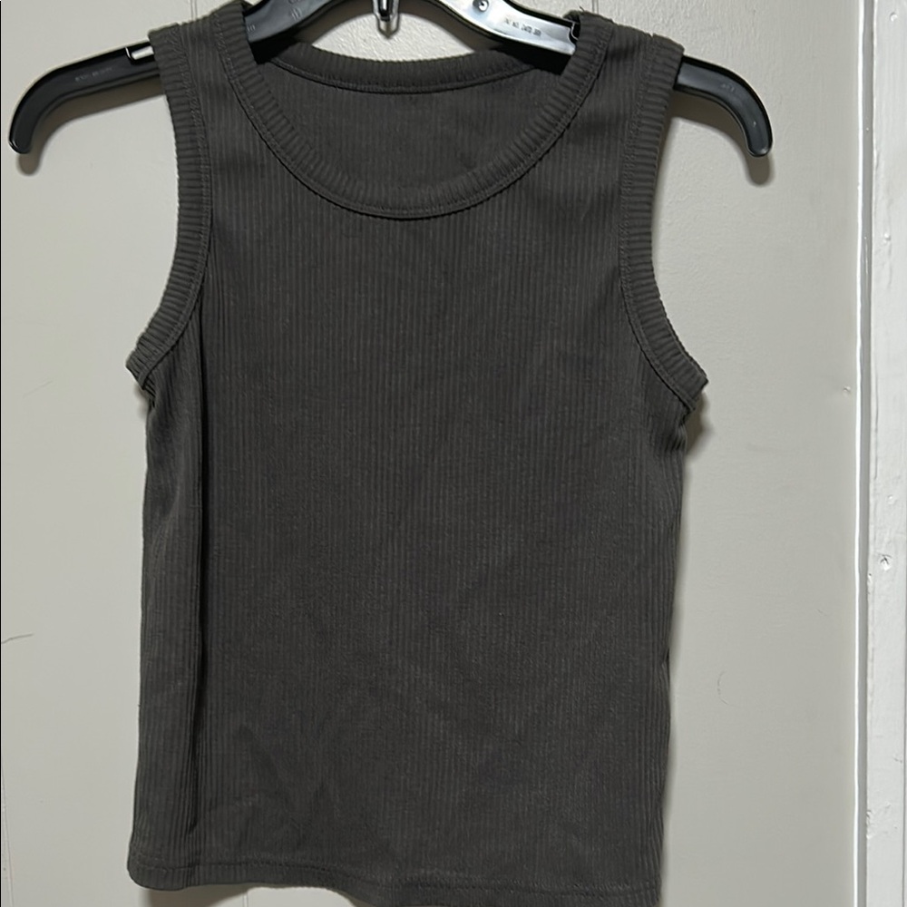 SHEIN Charcoal Ribbed Tank Top